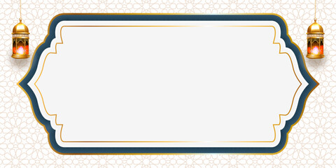 Fototapeta premium luxury white frame islamic ramadan kareem eid al fitr arch background 