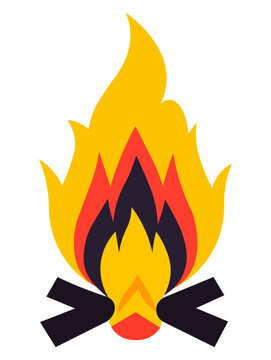 Image of bonfire burning. Minimalist campfire colors