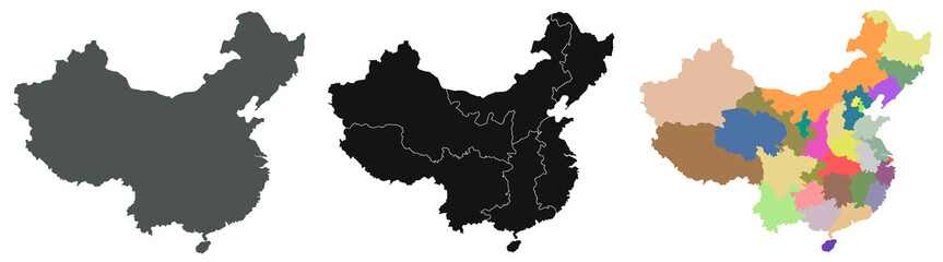 China map. Map of China in set