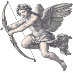 Fototapeta premium Cupid flying overhead shooting his arrow