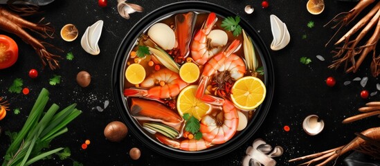 beef and shrimp vegetable dish in a bowl