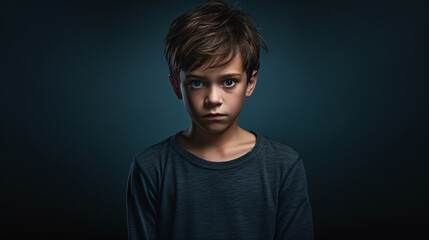 boy with restlessness face standing on a isolated background.