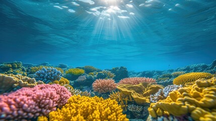 Ocean coral reef underwater background