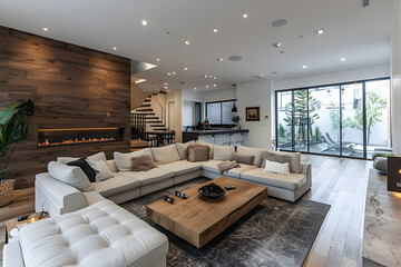 A stylish game den. Black and white interior design.