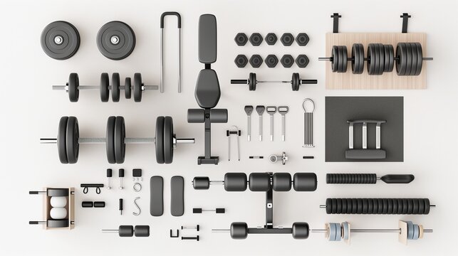 gym furniture on top view for architecture use. gym florplan concept