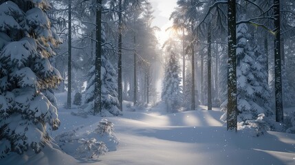 snow woods snowy