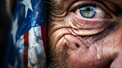 Close-up of the face of a volunteer participating in the rehabilitation of disabled veterans - obrazy, fototapety, plakaty