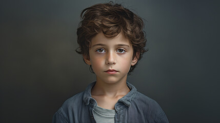 boy with restlessness face standing on a isolated background. - obrazy, fototapety, plakaty