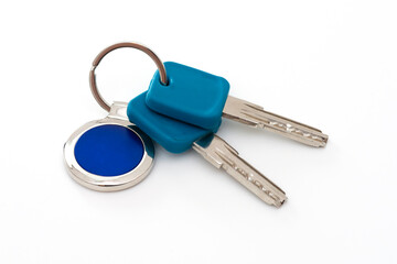 Close up of home keys on white background