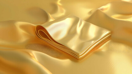 Golden silk or satin texture background. Shiny fabric texture.