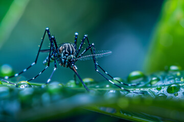 Close-up photo that captures a dengue mosquito
