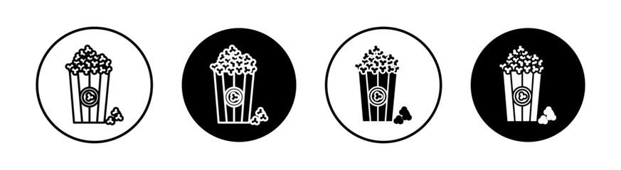 Popcorn flat line icon set. Popcorn Thin line illustration vector