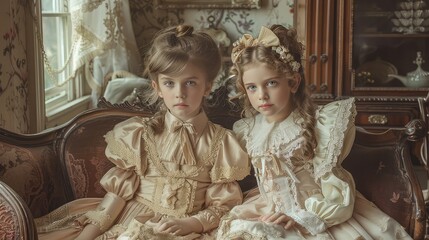 society victorian girls - obrazy, fototapety, plakaty