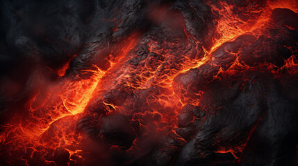 Dramatic Overhead View of a Molten Lava Flow Capturing Nature's Fury
