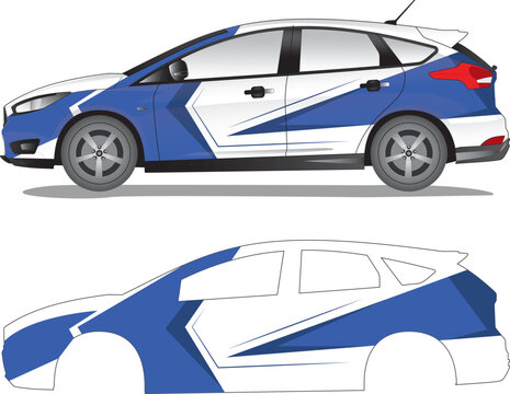 Racing car wrap, car decal sticker vector illustration