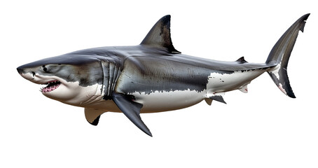 A great white shark isolated on a transparent background.