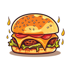 Vector isolated delicious hamburger cartoon  isolated on background