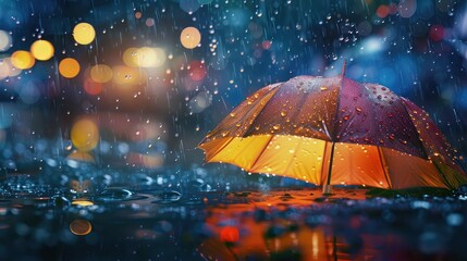 downpour rain and umbrella