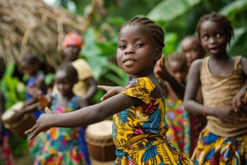 Children learning traditional dances from one culture and modern music from another, a blend of...