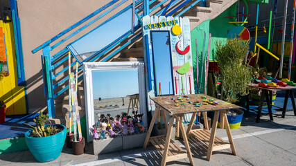 Colorful display along venice beach california