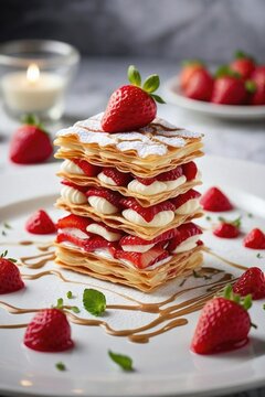 "AI-Generated Photorealistic Strawberry Millefeuille"
