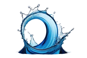 Rolgordijnen Blue water swirl splash capturing little bubbles in a liquid wave form, isolated on clear PNG background, high quality stock photography, liquid dynamics, transparent, no backdrop, wave-like movement © ramses