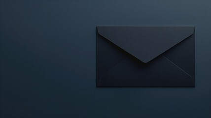 A dark, textured envelope resting on a solid black surface, evoking mystery and elegance