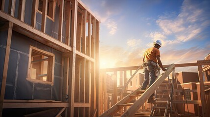 Fototapeta premium worker builder house building