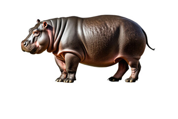 Fototapeta premium Hippopotamus, full body, high-quality stock photograph, isolation on white background, contrasts highlighted, soft-edged shadows, clean, minimalist composition, ultra clear, high-resolution image