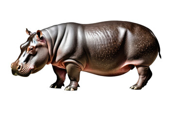 Hippopotamus, full body, high-quality stock photograph, isolation on white background, contrasts highlighted, soft-edged shadows, clean, minimalist composition, ultra clear, high-resolution image