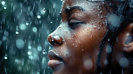 downpour black woman in rain