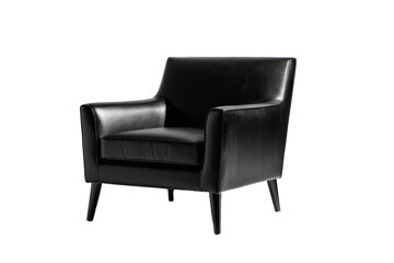 Single black sofa chair, standing isolated on a seamless white background, high quality stock photography, soft natural light casting a gentle shadow beneath