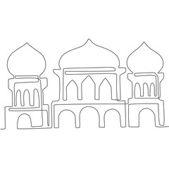 Mosque continuous line drawing 