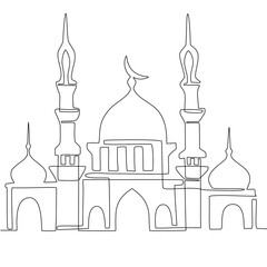 Mosque continuous line drawing 