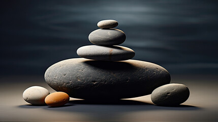 Tranquility and balance using stones as a background, with composition and lighting Ai Generative
