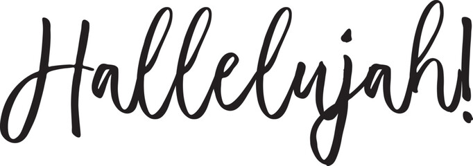 Hallelujah word card, religious typography, Christian praise the Lord