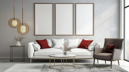 Living space with sophistication and allure with a white sofa and chocolate armchair