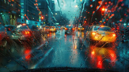 wipers rainy drive - obrazy, fototapety, plakaty