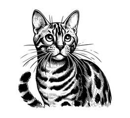 Bengal Cat Hand drawn vector illustration graphic