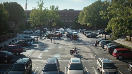cars school parking lot