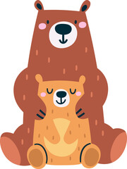 Bear Mom And Child Hugging