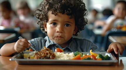 food child eating school lunch