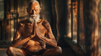 balance older man yoga