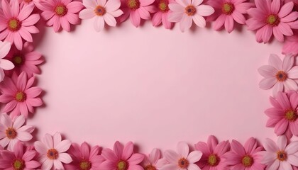 Fototapeta na wymiar Background of pink flowers with empty space for text or greeting card design. Postcard for International Women's Day and Mother's Day created with generative ai.