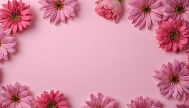 Background of pink flowers with empty space for text or greeting card design. Postcard for International Women's Day and Mother's Day created with generative ai.