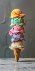 many scoops of ice cream cone. Generative AI
