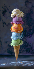 many scoops ice cream cone. Generative AI