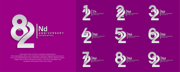 anniversary vector design set with silver color can be use for special moment