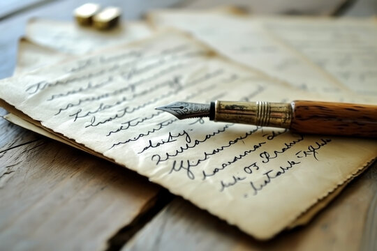 OLD HANDWRITTEN LETTER WITH A FOUNTAIN PEN