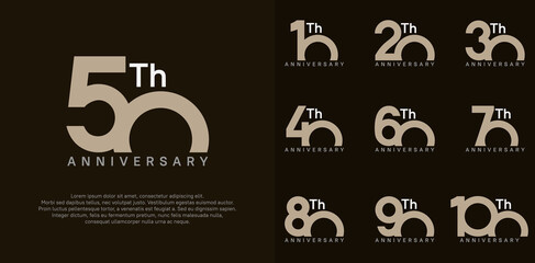 anniversary logotype vector design set brown color can be use for celebration day